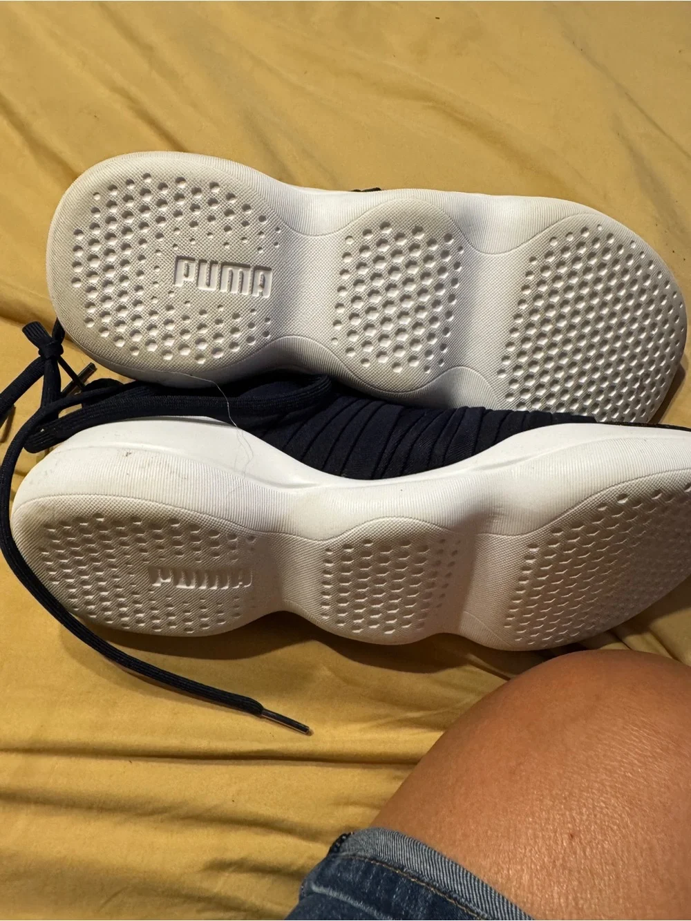 Puma women Navy and White Slip-On Knit Sneakers
